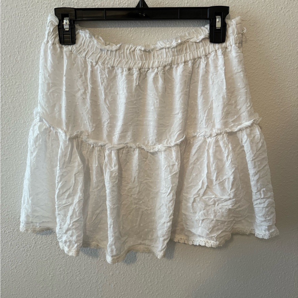Merritt Charles White Tiered Mini Skirt